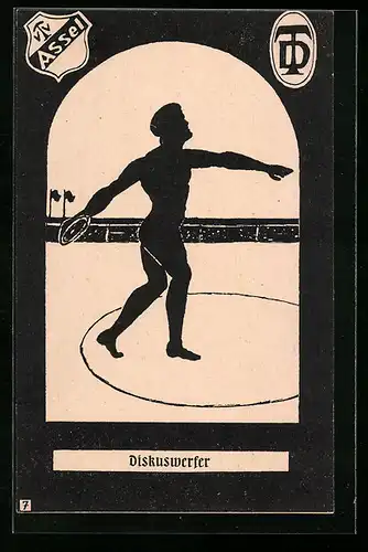 AK Assel, Wohltätigkeitskarte für den Turnhallenbau des Turnvereins, Diskuswerfer