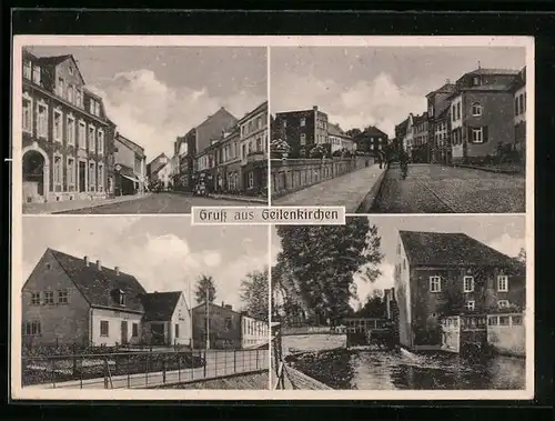 AK Geilenkirchen, Strassenpartie mit Turnhalle, Wassermühle