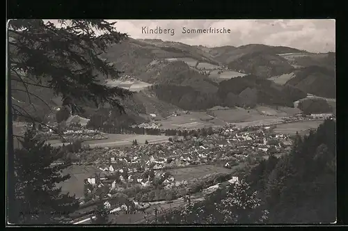 AK Kindberg, Ortsansicht aus der Vogelschau