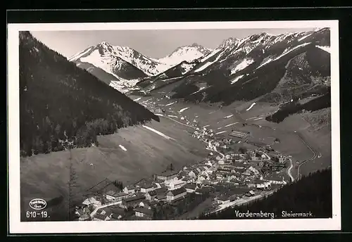 AK Vordernberg, Ortsansicht aus der Vogelschau