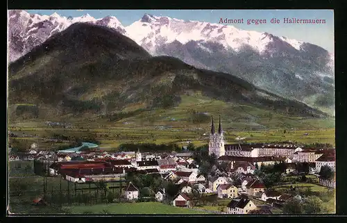 AK Admont, Ortsansicht gegen die Hallermauern