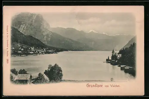 AK Walcher, Ortsansicht und Blick auf den Grundlsee