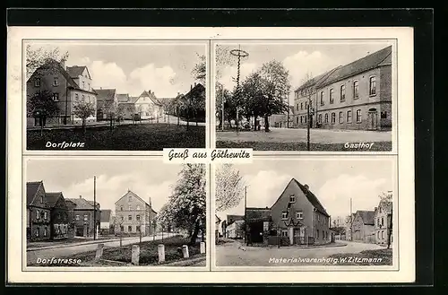 AK Göthewitz, Dorfplatz, Dorfstrasse, Gasthof und Handlung W. Zitzmann