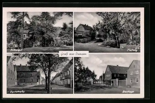 AK Domsen, Rittergut, Tiefweg, Dorfstrasse, Dorflage