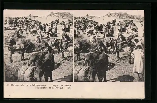 Stereo-AK Tanger, Le Retour des Pèlerins de La Mecque