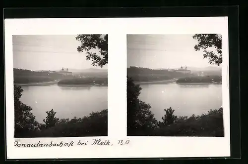 Stereo-AK Donaulandschaft bei Melk