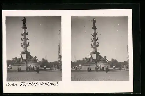 Stereo-AK Wien, Partie am Tegetthof-Denkmal