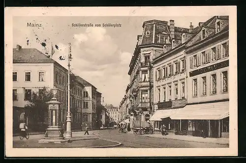 AK Mainz, Schillerstrasse vom Schillerplatz