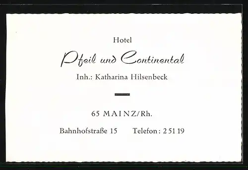 AK Mainz /Rh., Hotel Pfeil und Continental, Bahnhofstrasse 15, Innenansichten