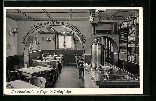 AK Denklingen /Kr. Oberberg, Cafe-Restaurant Im Felsenkeller, Innenansicht