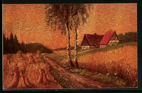 Künstler-AK Degi Nr. 1456: E. Jahn, Im Hochsommer, Ölgemälde-Imitations-AK