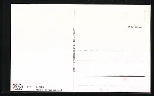 Künstler-AK Degi Nr. 1446: E. Jahn, Mühle im Frankenwald