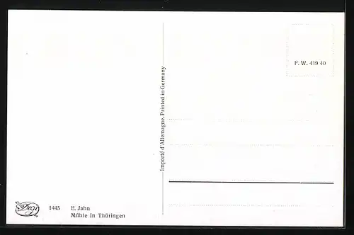 Künstler-AK Degi Nr. 1445: E. Jahn, Mühle in Thüringen