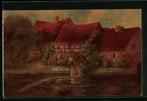 Künstler-AK Degi Nr. 1049: Mühle an der Ilm