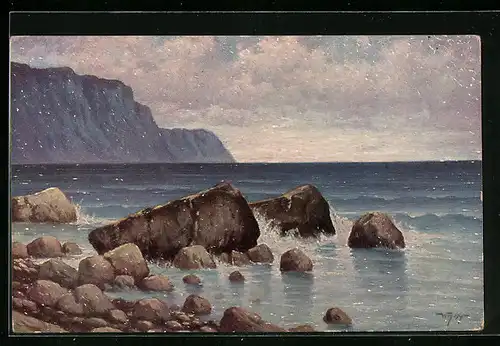 Künstler-AK Degi Nr. 1256: Klippen und Meeresrauschen