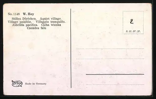 Künstler-AK Degi Nr. 1148: Dämmerung in einem stillen Dörfchen