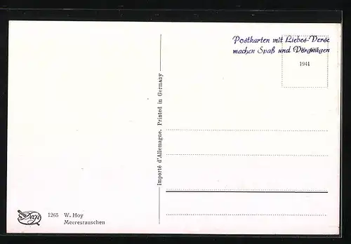 Künstler-AK Degi Nr. 1265: Meeresrauschen, W. Hoy, Ölgemälde-Imitations-AK