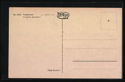 Künstler-AK Degi Nr. 1015, Toteninsel von Walter Hoy, Ölgemälde-Imitations-AK