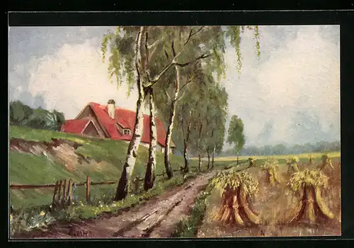 Künstler-AK Degi Nr. 1455: Reifes Korn, E. Jahn, Ölgemälde-Imitations-AK