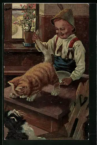 Künstler-AK Degi Nr. 1011: Neckerei von Sigm. Felix Lehmann, Ölgemälde-Imitations-AK