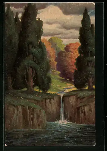 Künstler-AK Degi Nr. 1017: Der Waldquell von Walter Hoy, Ölgemälde-Imitations-AK