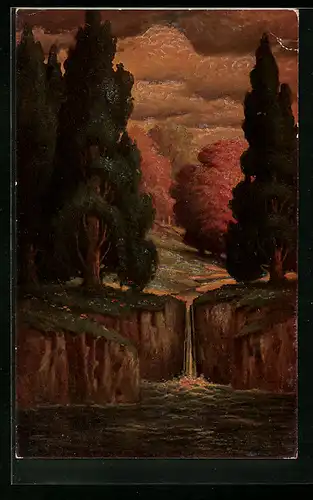 Künstler-AK Degi Nr. 1017: Der Waldquell von Walter Hoy, Ölgemälde-Imitations-AK
