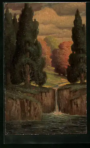 Künstler-AK Degi Nr. 1017: Der Waldquell von Walter Hoy, Ölgemälde-Imitations-AK