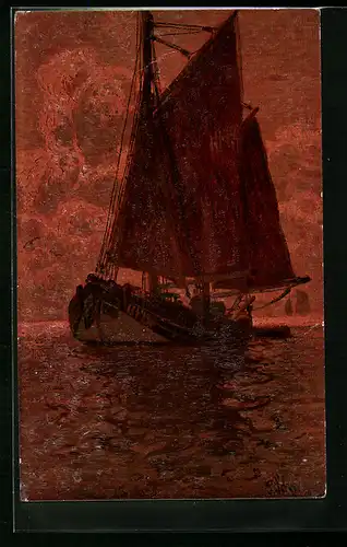 Künstler-AK Degi Nr. 381: Meeresleuchten von Paul Schreckhase, Ölgemälde-Imitations-AK