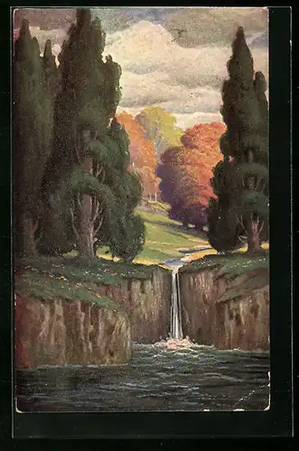 Künstler-AK Degi Nr. 1203: Waldquell, W. Hoy, Ölgemälde-Imitations-AK