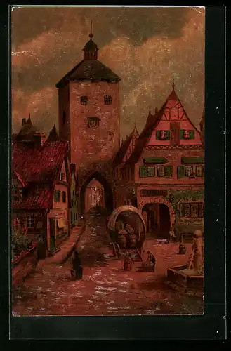 Künstler-AK Degi Nr. 1052: Siebersturm i. Rothenburg o. Th. von Rammelt-Bürger, Ölgemälde-Imitations-AK