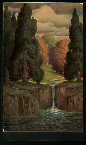 Künstler-AK Degi Nr. 1017: Der Waldquell, Walter Hoy, Ölgemälde-Imitations-AK