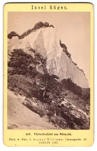 Fotografie Sophus Williams, Berlin, Ansicht Rügen, Blick auf die Kreidefelsen vom Strand aus