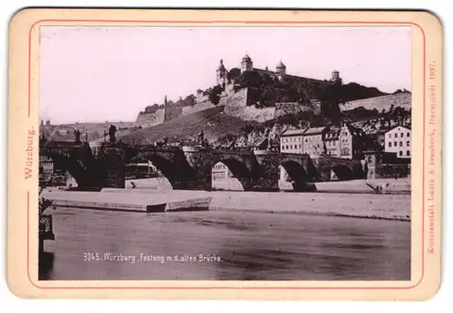 Fotografie Lautz & Isenbeck, Darmstadt, Ansicht Würzburg, Blick auf die Festung mit der alten Brücke