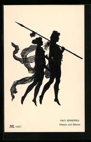 Künstler-AK Paul Konewka: Titania und Oberon, Schattenbild