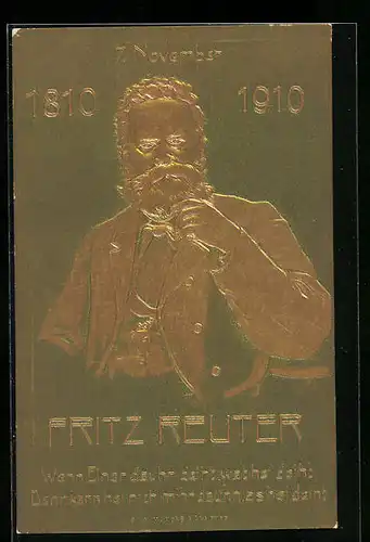 Präge-AK Fritz Reuter, Portrait und Zitat