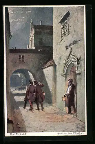 Künstler-AK Richard Knoetel: Grad aus dem Wirtshaus