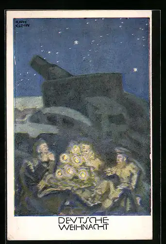 Künstler-AK Richard Klein: Deutsche Weihnacht im Felde
