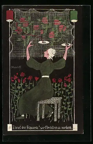 Künstler-AK Ernst Kreidolf: Ehret die Frauen! Sie flechten u. weben.