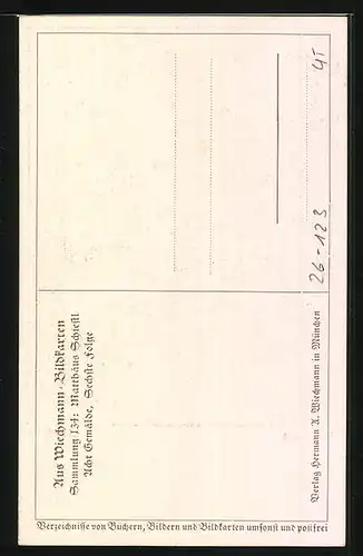 Künstler-AK Matthäus Schiestl: Abendfriede, Älterer Mann auf einer Bank