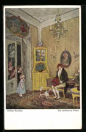 Künstler-AK Helmut Skarbina: Der schüchterne Freier