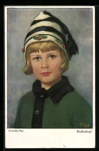 Künstler-AK Corneille Max: Studienkopf, Mädchen mit Mütze