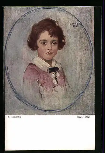 Künstler-AK Corneille Max: Studienkopf, Kind mit braunen Haaren