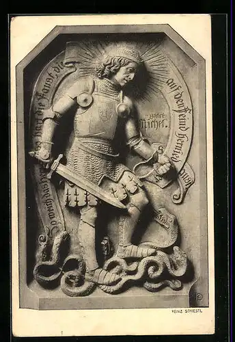 Künstler-AK Heinz Schiestl: Ritter mit Schwert
