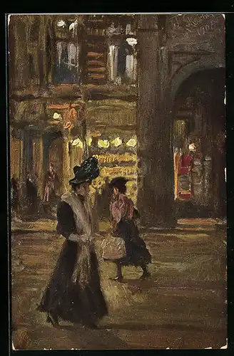 Künstler-AK Franz Skarbina: Zwei Frauen in eleganter Kleidung