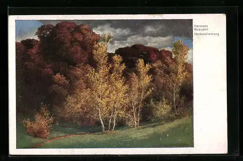 Künstler-AK Hermann Rüdisühli: Herbststimmung mit Wiese und Bäumen