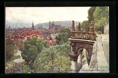 Künstler-AK Jaroslav Setelik: Prag, Ansicht vom Fürstenberg Garten