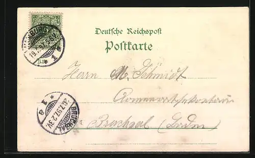 Lithographie Hamburg, Allgemeine Gartenbau-Ausstellung 1897, Wein-Restaurant de Roi & Vidal im Thal