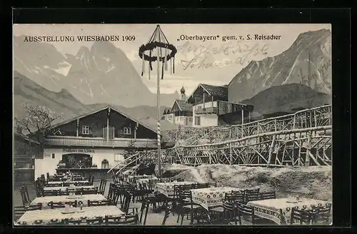 AK Wiesbaden, Ausstellung 1909, Gasthaus zum Löwen in Oberbayern