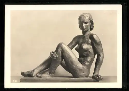 AK Bronze-Skulptur einer schlanken Frau, Adolf Abel-Berlin
