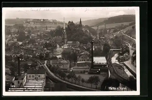 AK Mylau i. Vgtld., Ortspartie mit Blick auf die Kirche